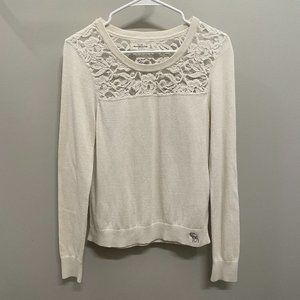 Abercrombie & Fitch Ivory Floral Lace Sweater